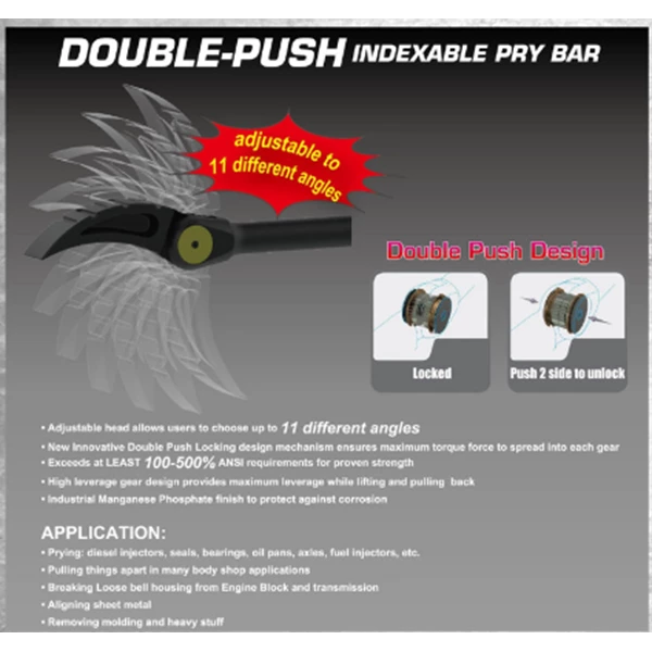 ARCA Flexible Adjustable 17 Position Pry Bar 8"/16"/24"/Extension
