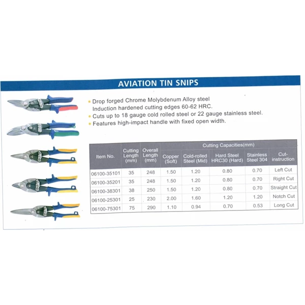 ARCA Premium Aviation Tin Snips Straight Cut