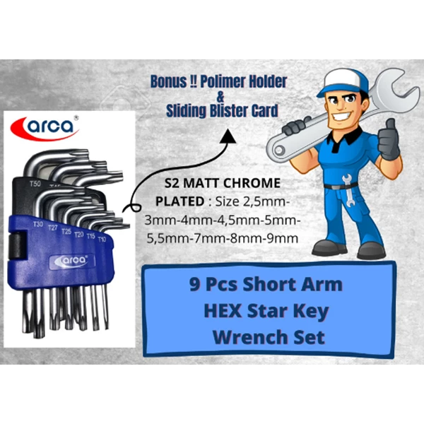 ARCA 9 Pcs Short Arm Tamper Star Key Set (L Type)