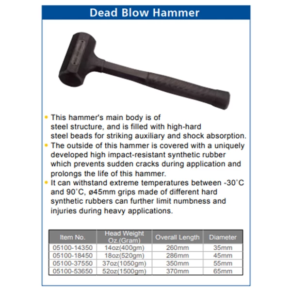 ARCA Dead Blow Hammer 18oz Rubber Handle