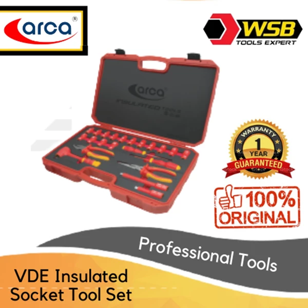 ARCA 22 Pcs VDE Insulated Socket Tool Kit 3/8"DR Hand Tools Listrik Set