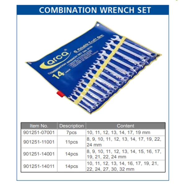 ARCA 11 Pcs Combination Wrench Set Size 8 - 24MM