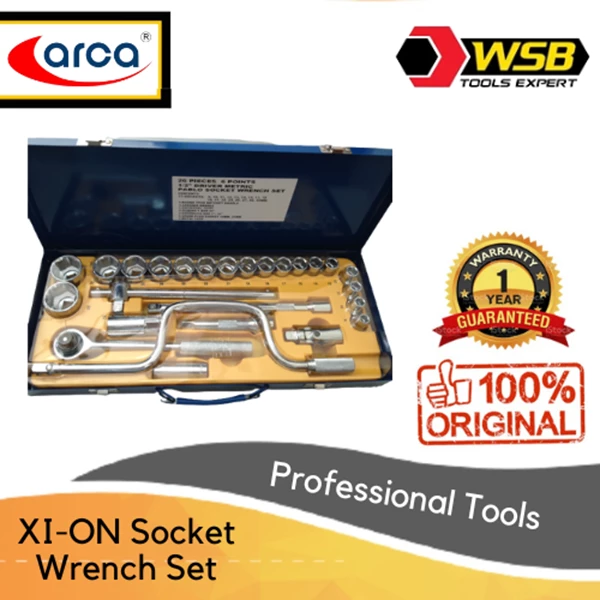 XI-ON Socket Wrench Set 26 Pcs ARCA 1/2"DR 6PT / 9 ~ 32MM / Kunci Sock / Sok