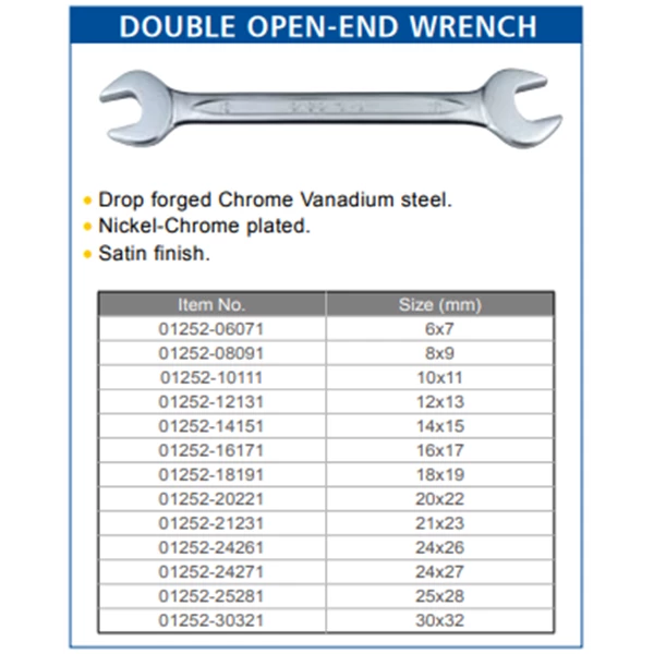 ARCA Double Open-End Wrench 6x7mm - 30x32mm