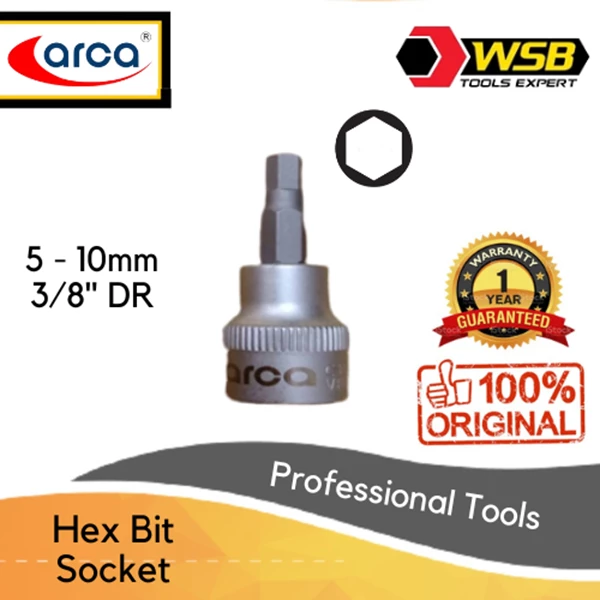 ARCA Hex Bit Socket 3/8" DR 5 - 10mm / Mata Socket Sok Segi Enam