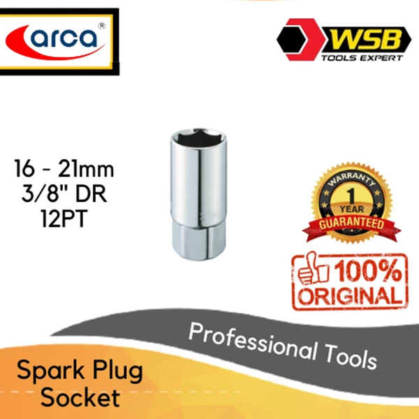 ARCA Spark Plug Socket (Rubber Inside) 3/8"DR