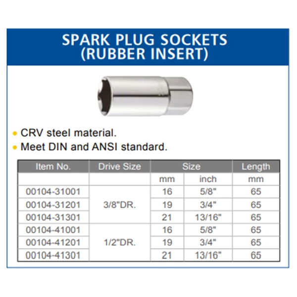 ARCA Spark Plug Socket (Rubber Inside) 1/2"DR