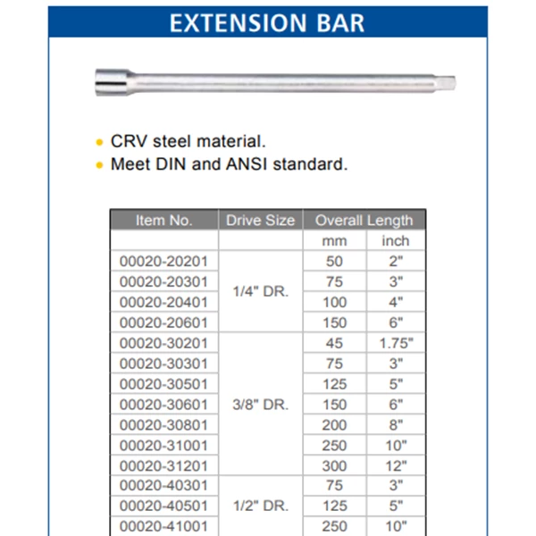 ARCA Sambungan Kunci Sock / Mata Sock / Extension Bar 1/4"