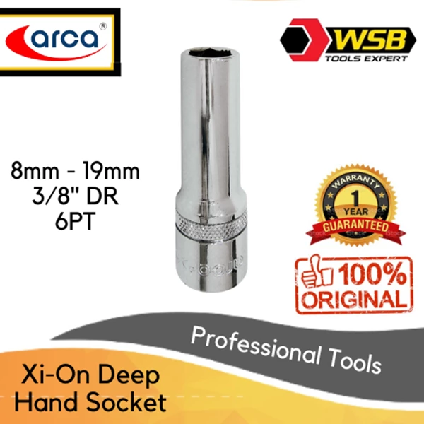 ARCA Xi-On Deep Hand Socket 3/8" DR 8 - 19mm 6PT