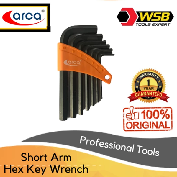 ARCA 7 Pcs Short Arm Hex Key Wrench Set 2.5 - 10mm