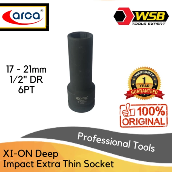 ARCA Xi-On Deep Impact Extra Thin Socket 1/2" DR 17 - 21mm 6PT