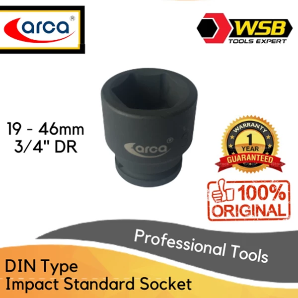 ARCA DIN Type Impact Standard Socket 3/4" DR 19 - 46mm