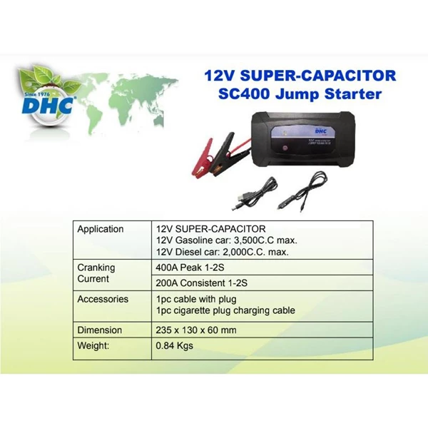 Super Capacitor Jump Starter DHC SC400 (For 12V System / No Batteries Needed)